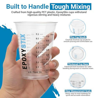 [50 Pack] NEW SIZE 12oz Graduated Mixing Cups - Durable PET, Clear Measurement Markings in oz, mL and cups - For Resin, Paint, Mixing and Crafts - size: Pack of 50