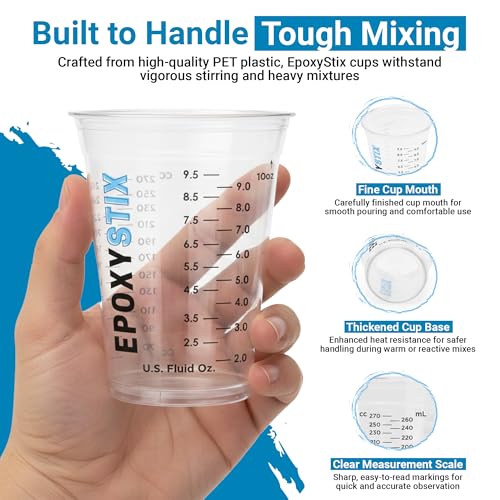 [100 Pack] NEW SIZE 12oz Graduated Mixing Cups - Durable PET, Clear Measurement Markings in oz, mL and cups - For Resin, Paint, Mixing and Crafts - size: Pack of 100