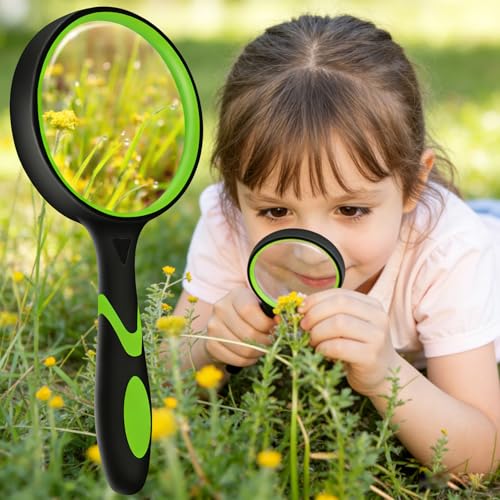 2-Set 75mm Hand-Held Reading Magnifier with Non-Slip Rubber Grip, Good for Senior Users, Hobby Exploring & Scientific Activities