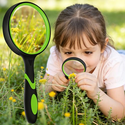 2-Set 75mm Hand-Held Reading Magnifier with Non-Slip Rubber Grip, Good for Senior Users, Hobby Exploring & Scientific Activities
