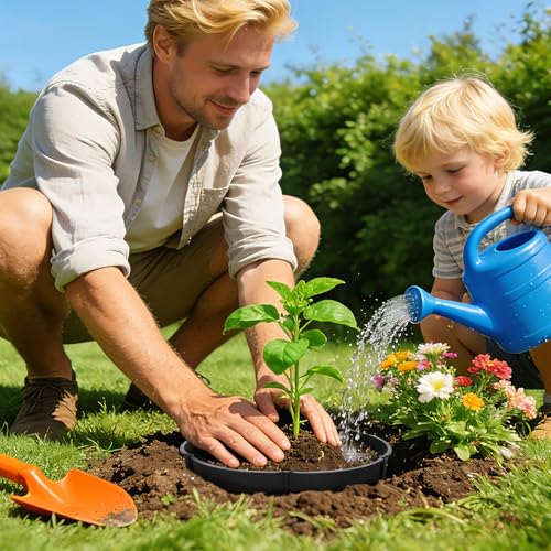 24 Pieces Planting Grow Rings, Diameter Range 8.2-15.7 Inches, Interlocking Garden Plant Rings, Black Garden Rings for Plant Support and Soil Moisture Retention - color: 24 Pcs(Black)