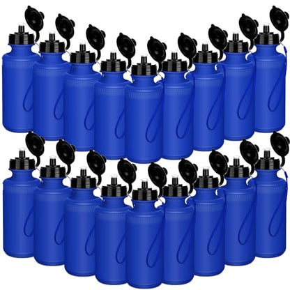 Zubebe 36 Pcs Sports Water Bottles Squeeze Bulk 21 oz | Reusable Plastic Water Bottles with Carry Strap, Back to School Supplies Summer Team Gifts for Students Travel Hiking Cycling - color: Blue