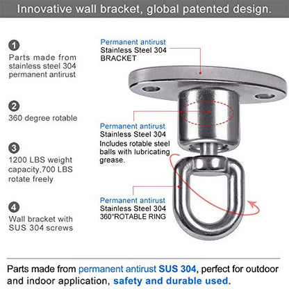 SELEWARE Tire Swing Swivel Hanger, Heavy Duty Swing Hook, 1200 LB Capacity | Silent Ball Bearing Rotation, Reduces Twisting, Ideal for Swings, Hammock Chairs, Punching Bags and Playground Sets - color: Ball Bearing Swing Hanger, 1 Pack