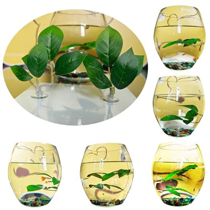 Fish Leaf Pad Fish Tank Accessories Aquarium Décor Simulating 3 pcs Adjustable Plastic Plants Betta Natural Habitat Playing Spawn Breed Rest Bed with Suction Cup Multi Leaf Design (3)