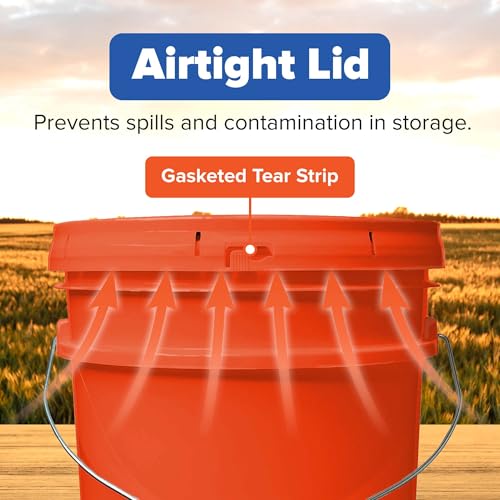 5 Gallon Plastic Bucket with Airtight Lid | Food Grade Bucket | BPA-Free | Heavy Duty 90 Mil All Purpose Pail | One 12" Rubber Mallet & One Lid Opener Included | 1 Pack