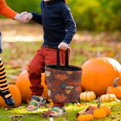 Halloween Trick Or Treat Bags With Handles Collapsible Candy Bucket Reusable Fall Printed Goody Bucket For Holiday Party Gifts - color: Fall