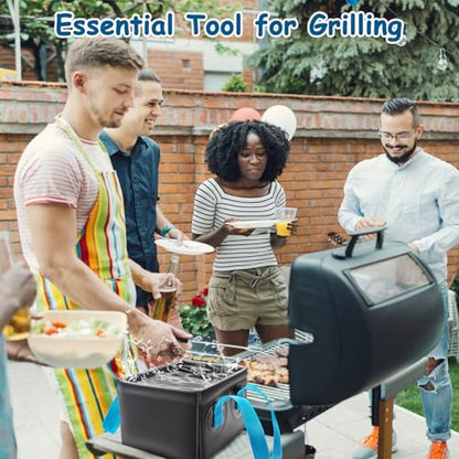 Grill Brush Water Bucket, Collapsible Dunk Tank Grill Brush Bristle Free for Barbecue Cleaner Tank for Steam Grill Brush Cleaning (Blue+Black) - color: Blue+black