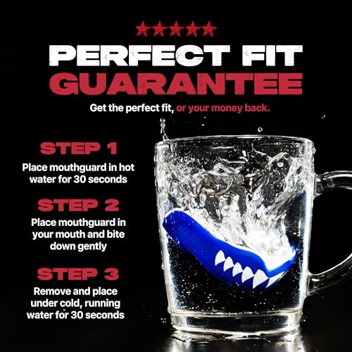 SAFEJAWZ Shark Mouth Guard, Adult Dual Layer Mouthguard with Case - color: Shark, size: Adult (12+)