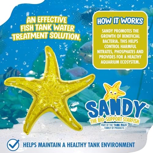 Sandy The Bio-Support Starfish - 1 Pack, Yellow- Promotes A Healthy Balanced Aquarium Ecosystem, Probiotic Growth, Tank Environment Control - style: 1 Pack
