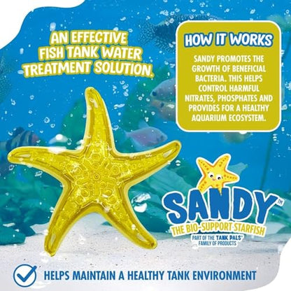 Sandy The Bio-Support Starfish - 1 Pack, Yellow- Promotes A Healthy Balanced Aquarium Ecosystem, Probiotic Growth, Tank Environment Control - style: 1 Pack