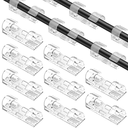 60 Pack Adhesive Cable Clips Clear, 6mm Wire Holders for Cords, Cable Management Clips Cord Organizer for Desk Wall Car Office, Outdoor Light Clips for Christmas Lights - size: 60 Small