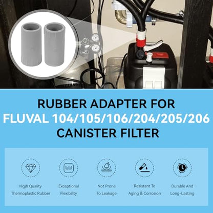 Magluv 2 Pack Rubber Adapter for Fluval Ribbed Hosing 104/105/106/204/205/206, Aquarium Tubing Connectors for Fluval Rubber Hose Connector Fluval 206 Replacement Parts, A20016