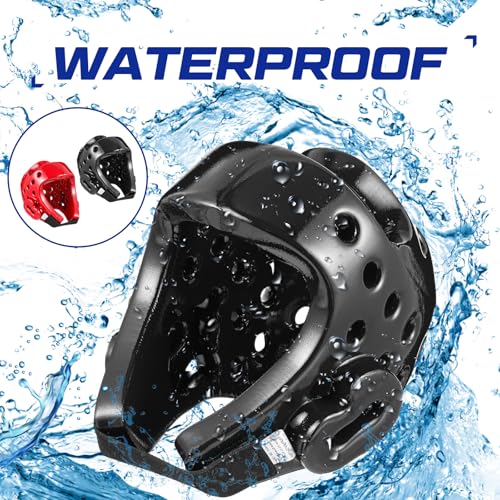 2 Pcs Taekwondo Karate Headgear MMA Martial Arts Helmet Soft Head Guard Protection Sparring Gear Helmet Boxing for Men Women Thai Kickboxing Grappling Muay Taekwondo - color: Red and Black, size: Medium
