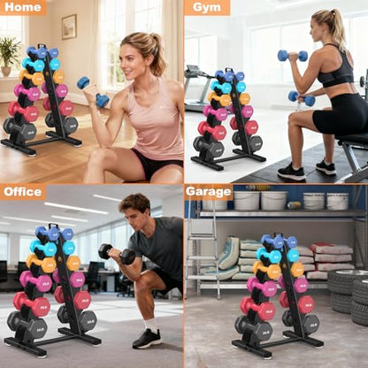 TomCare 6-Tier|5-Tier|4-Tier|2-Tier Dumbbell Rack Stand Only for Home Gym - color: Black, size: 6 Tier