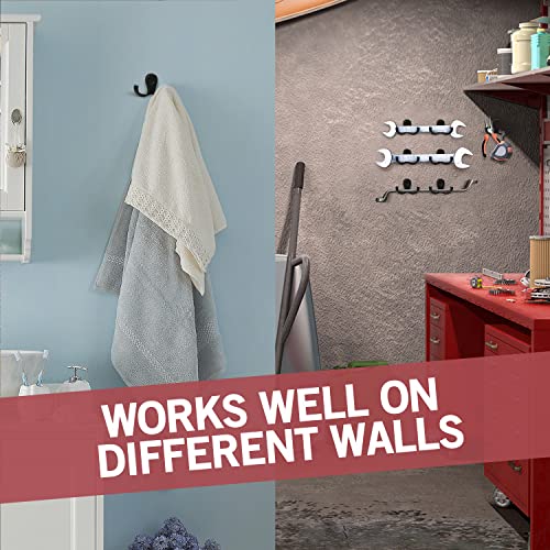 Jack N’ Drill 6+2 Coat Hooks w/ 4pcs. Cute Bear Stickers | Heavy Duty Hooks for Hanging Towels, Coat & Hat Rack | Wall Mounted Wall Hook for Kitchen and Bathroom Wall - color: Black Finish