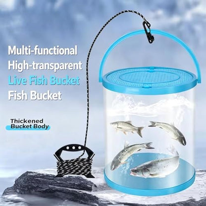 Catch Plastic Beach Aquarium, Foldable Small Aquarium, Plastic Portable Fish Tank with Lid, Clear Fish Transport Container Fishing Bucket, Great Concept for Catching and Release Critters