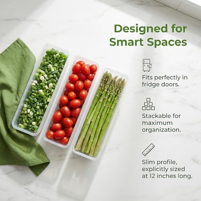 3Pcs Stackable Food Storage Containers, Snackle Box Container Portion Control, Fridge Organizer with Removable Drain Plate & Lid for Fish, Meat, Fruits, Vegetables