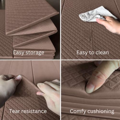 Foldable Yoga Mat, 72" x 24", 6/8/10/12mm - color: Coffee, size: 24" x 72" x 1/4"