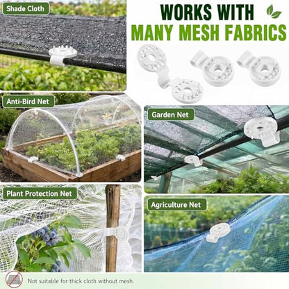 Frienda 30 Pcs White Round Shade Cloth Plastic Clips Reusable Heavy Duty Sunshade Fabric Net Clips Attachment and Placement for Sun Shade Net Anti Bird Garden Waterproof Netting Accessories - color: White