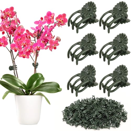 120 Pcs Plant Clips Dark Green Orchid Clips Plant Support Clips for Climbing Plants Garden Clips for Supporting Stems Vines Stalks Grow Upright