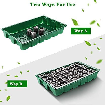 3 Pack Seed Starter Tray Kit with Grow Light Germination Trays with Humidity Dome, 120 Peat Pellets, Gardening Tools, Plant Labels, Plant Growing Trays for Seeds Growing Starting, Green - color: Green