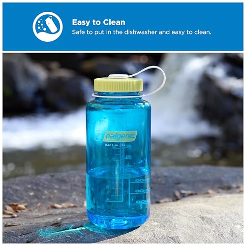 Nalgene 32 oz Wide Mouth Water Bottle, Thrill & Motion, Blue Atoll w/Endive - color: Blue Atoll w/ Endive, size: 32 Ounces