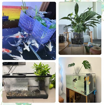 2PCS Adjustable Aquarium Plant Holder, Aquarium Planter Cup Adjustable Thickness to 2.36" Height to 3.9", Fish Tank Plant Holders with Hooks and Suction Cup for Fish Tank Accessories Clear - color: Clear