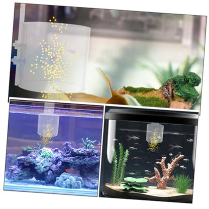 POPETPOP Aquarium Fish Food Feeder Ring Acrylic Fish Food Organizer for Betta Shrimp Turtle Feeding Tank with 80-Hook Floating Feeding Tool