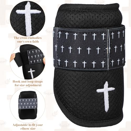 Chicingyou Protective Elbow Guard for Baseball Softball Sports Youth Elbow Guard with Adjustable Strap - style: Christian Faith Cross