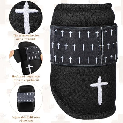 Chicingyou Protective Elbow Guard for Baseball Softball Sports Youth Elbow Guard with Adjustable Strap - style: Christian Faith Cross