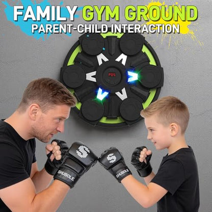 Music Boxing Machine for Kids & Adults - Wall Punching Pad with Lighting, 9-Speed Bluetooth Boxing Game with Gloves, Wall Mounted Exercise Equipment, 2026 Upgrade Boxing Equipment for Kids Age 6+ - color: Green