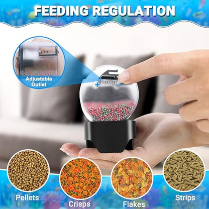 Automatic Fish Feeder for Aquarium Auto Food Dispenser with Timer for Small Tank, Aquariums - Battery/Plug-in Powered Feeders for Goldfish/Koi/Turtle, Resun AF2020