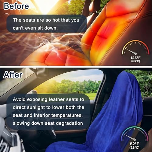 Car Seat Towel Cover, 2pcs Universal Front Seat Protector for Cars, SUVs and Trucks, Sweat Towel Car Seat Cover for Gym, Yoga, Swimming, Pets and Family Travel, Blue - color: Blue