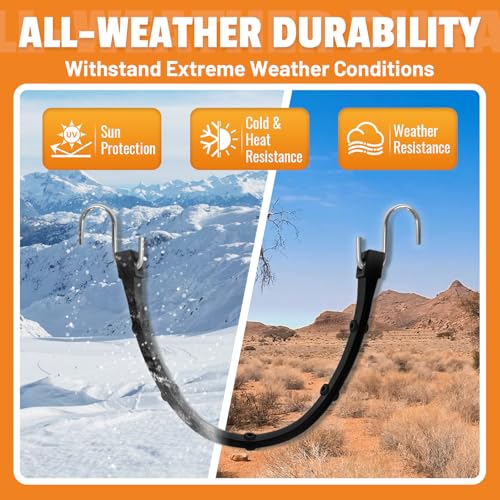 HOXWELL Adjustable 31" Rubber Bungee Cords with Hooks, EPDM Bungee Cord with 150% Max Stretch, Heavy Duty Bungee Straps for Securing Tarps, Canvases, Cargo, Motorcycle, Weatherproof, Pack of 10 - size: Adjustable 31 inch (Pack of 10)