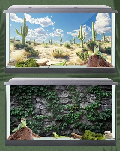 4 Pcs 30 x 11.8'' Reptile Tank Background 20/30 Gallon Polyester Tropical Rainforest Bearded Dragon Terrarium Background Decor for Crested Gecko, Python Regius, Tree Frogs, Chameleon