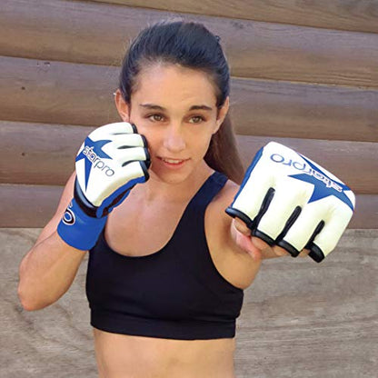 Starpro MMA Grappling Gloves for Men & Women - Faux Leather with Dense Padding- Sparring Training Kickboxing Martial Arts Competition - size: Medium