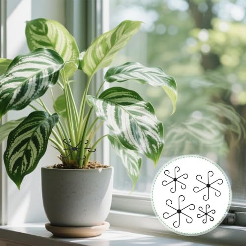 12 Pcs Plant Stem Holders, Plastic Invisible Plant Support Stakes Indoor Reusable Climbing Houseplant Stem Supports Hook Growth Accessories for Indoor Home Garden