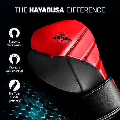 Hayabusa T3 Boxing Gloves - Sparring | Sparring Gloves, Muay Thai Gloves, Kickboxing Gloves, Heavy Bag Gloves, Boxing Gloves for Men and Women, Boxing Gloves - color: Red/Black, size: 10oz
