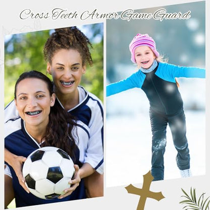 Yaomiao 2 Pcs Mouth Guards Christian Teeth Guards Sport Game Guard & Case Religious MouthGuard Soccer Football Basketball Baseball Wrestling Lacrosse Rugby Boxing Taekwondo - size: Adult, style: Black & Philip