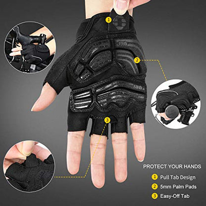 INBIKE 5mm Padded Half Finger Bike Bicycle Cycling Gloves - color: Black, size: X-Large