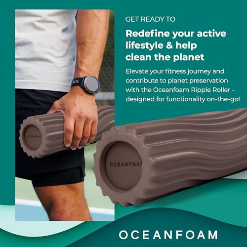 Oceanfoam Ripple Travel Foam Roller (11" x 3.35") Firm Mini Foam Roller for Physical Therapy, Deep Tissue Massage, Back Pain - High Density, Ergonomic Wave Textured - Yoga, Exercise (Espresso) - color: Espresso