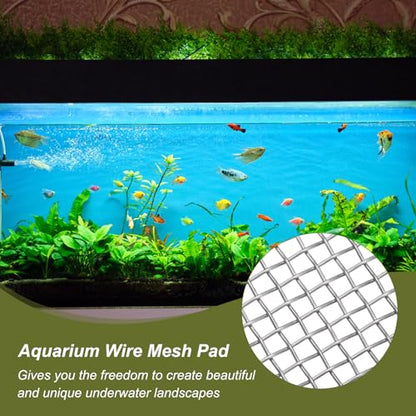 uxcell Aquarium Wire Mesh Pad, Stainless Steel Aquatic Moss Net Fish Tank Net for Moss Plants Decoration