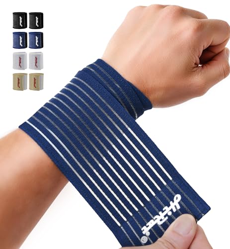 2-Pack High-Elastic Wrist Support Straps Wrist Compression Bandage - Wrist Wraps Wristbands for Carpal Tunnel Arthritis Tendonitis Weightlifting Tennis Basketball - Breathable Soft (Navy Blue) - color: Navy Blue