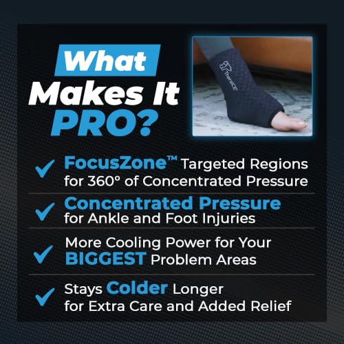 TheraICE Ankle Ice Pack Wrap, Ankle Brace, Plantar Fasciitis, FocusZone - size: Large, style: PRO
