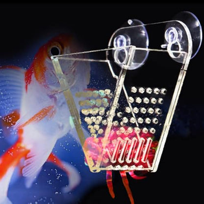 Pssopp Aquarium Cone Red Feeder, V Shape Shrimp Feeder Acrylic Fish Feeding Cup with Suction Cups and Tweezer for Aquarium Use