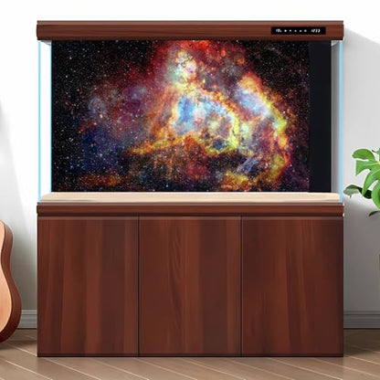 Outer Space Fish Tank Background Fantasy Alien Planet Nebula Galaxies Aquarium Background Stars Nebula Atmosphere Terrarium Backgrounds Outer Space Alien Planet Reptile Tank Backgrounds 36x24in - color: Brown_Red, size: 36(W)x24(H)inches/ 90(W)*60cm(H)