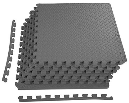 BalanceFrom Puzzle Exercise Mat 3/4" Thick, EVA Interlocking Foam Floor - color: Grey, style: 3/4" Thick, 24 Square Feet