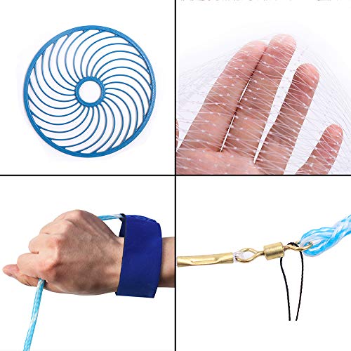 Lawaia Throw Net Saltwater Fishing Cast Net Casting Nets Throw Hand Fishing Net Monofilament Size 4FT/ 5FT/ 6FT/ 7FT/ 8FT/ 9FT/ 10FT/ 11FT/ 12FT Radius