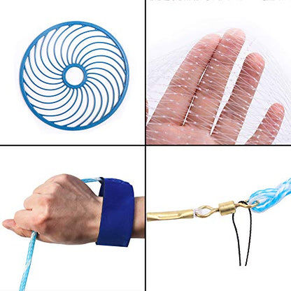 Lawaia Throw Net Saltwater Fishing Cast Net Casting Nets Throw Hand Fishing Net Monofilament Size 4FT/ 5FT/ 6FT/ 7FT/ 8FT/ 9FT/ 10FT/ 11FT/ 12FT Radius