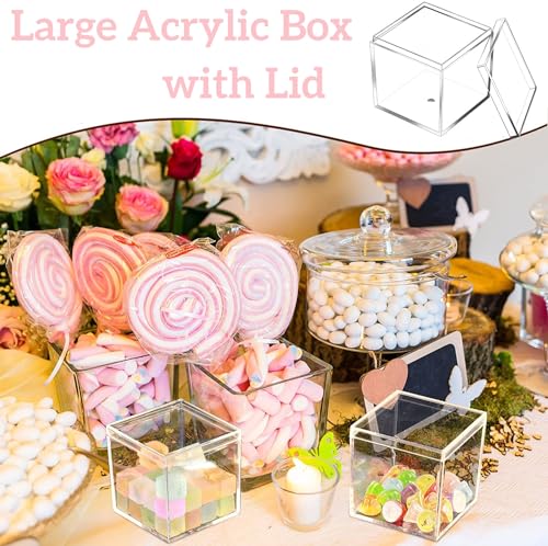 Acrylic Box Clear Display Boxes with Lids Plastic Decorative Boxes for Collectibles,Wedding Party - size: 4.73 x 4.73 x 4.73 Inch